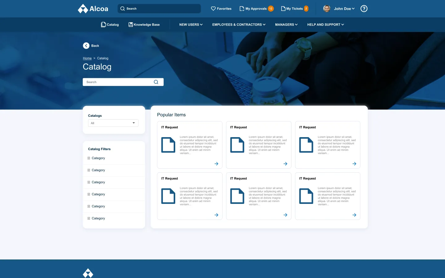 Alcoa Service Portal — Catalog