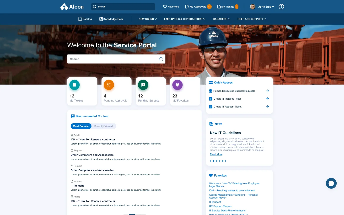 Alcoa Service Portal — UX/UI case study cover