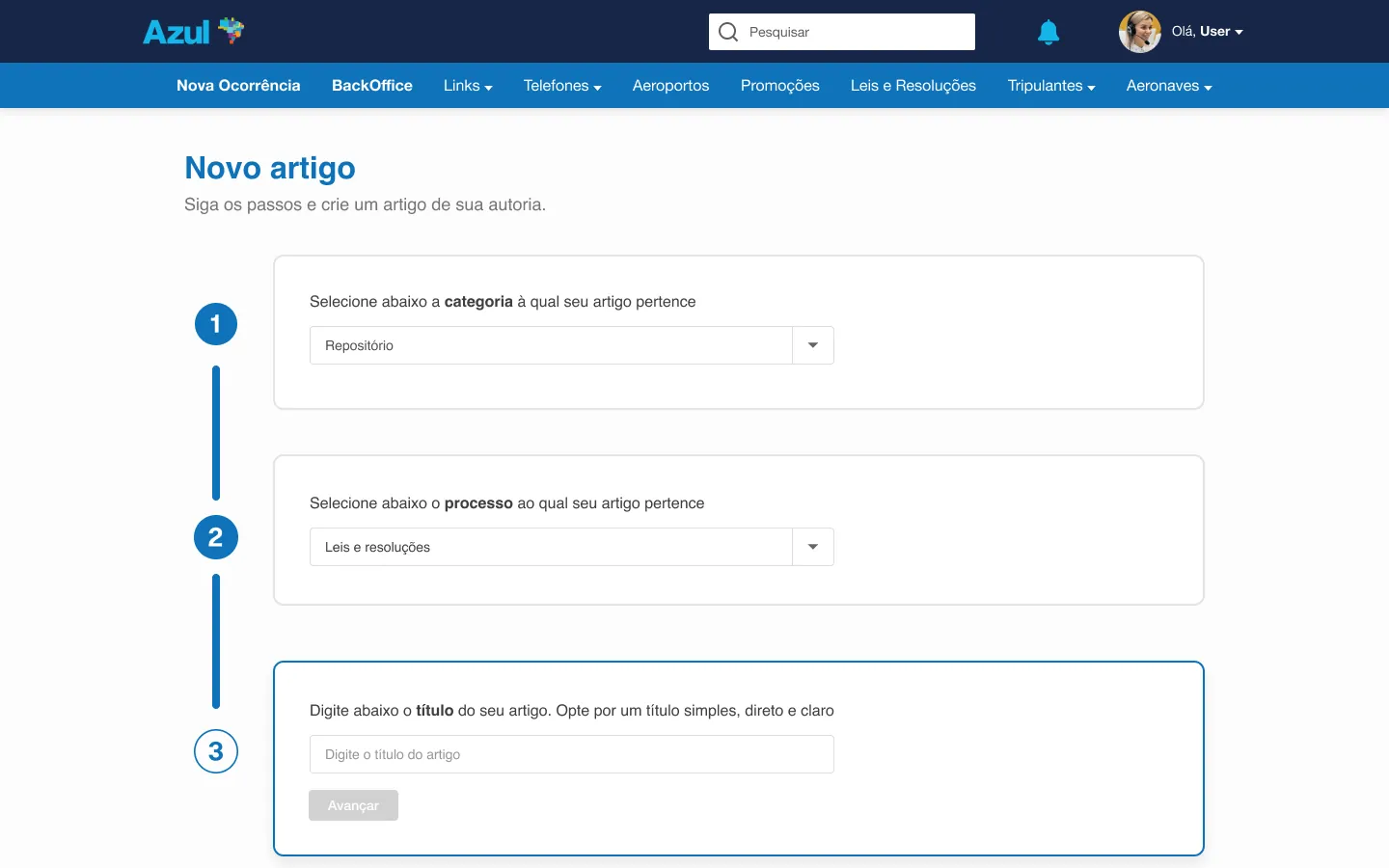 Azul Knowledge Portal — New article wizard