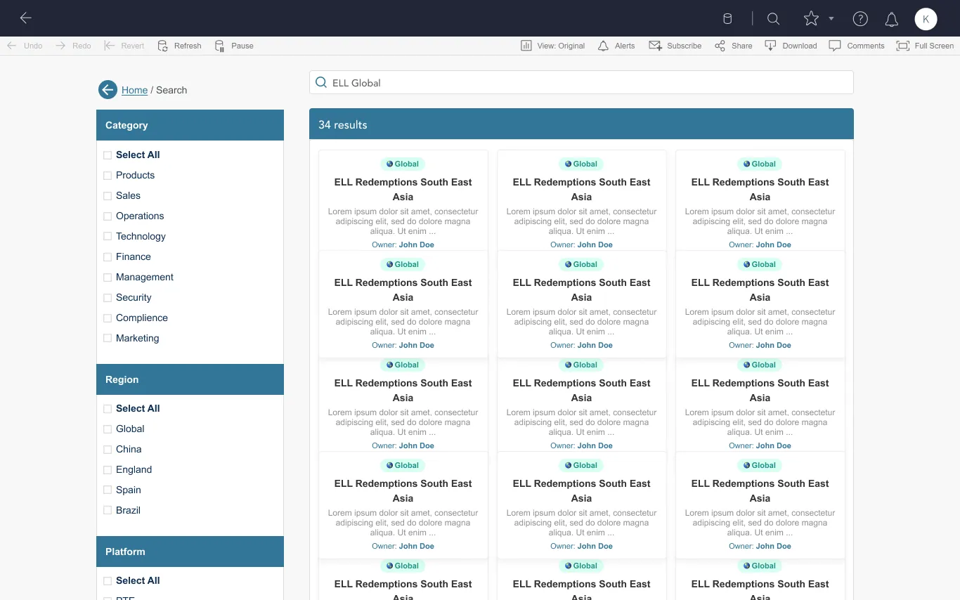 Pearson BI Hub — Search results