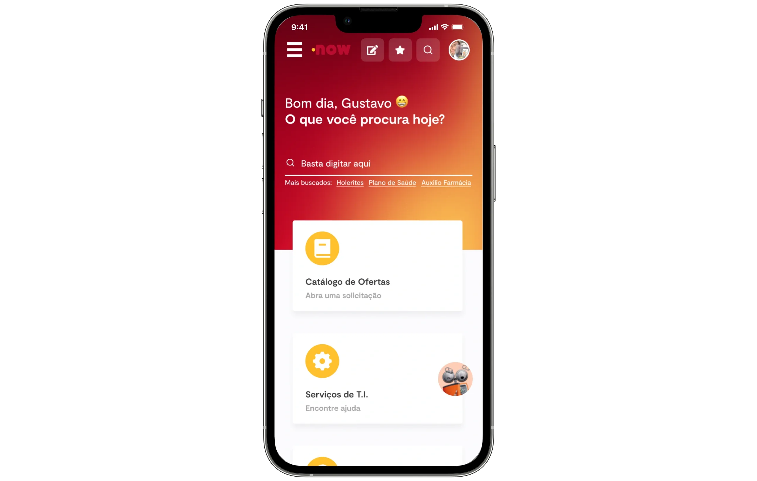 Ambev Service Portal: Mobile — .now home