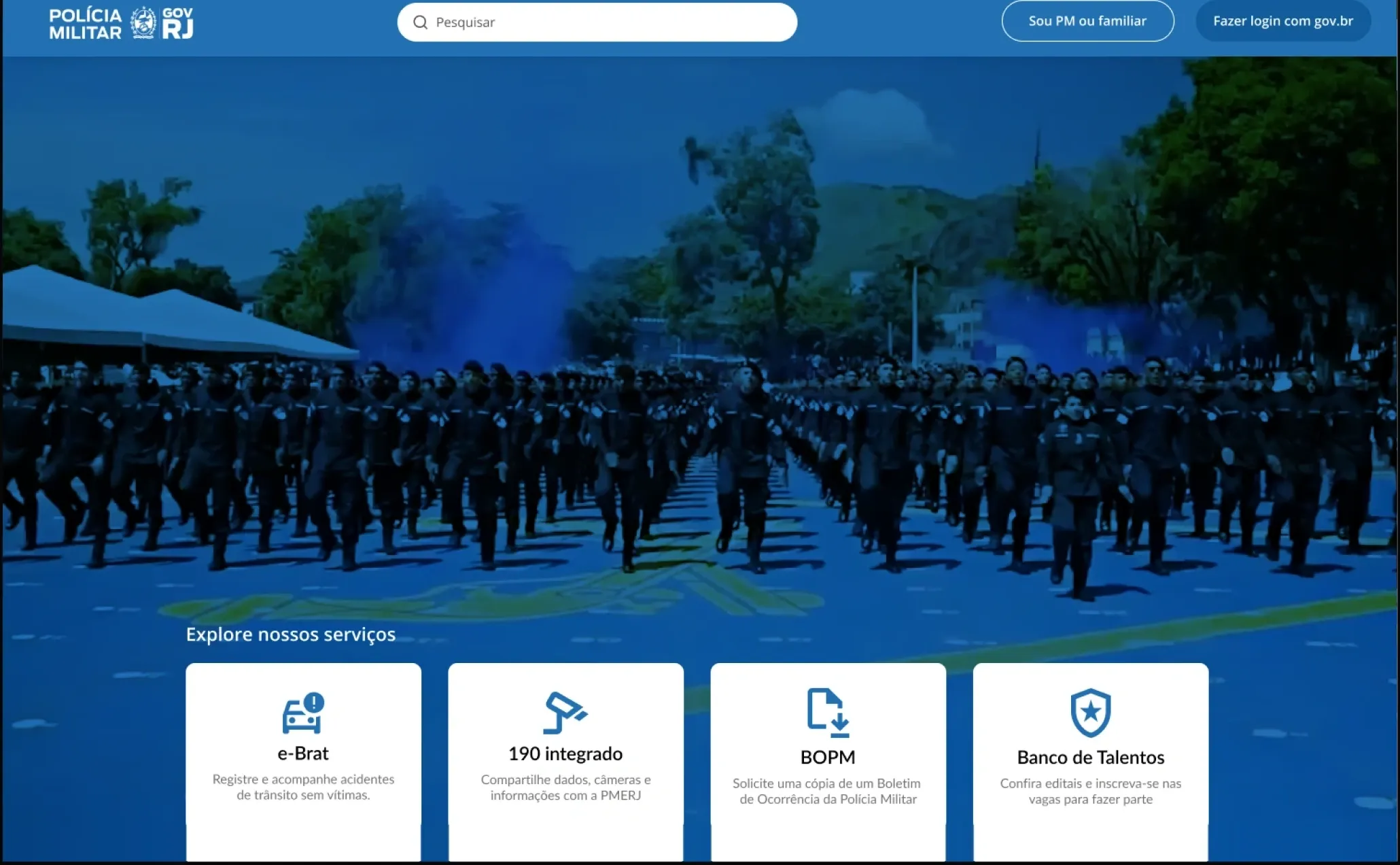 PMERJ Digital Services Portal: Final UI — public home