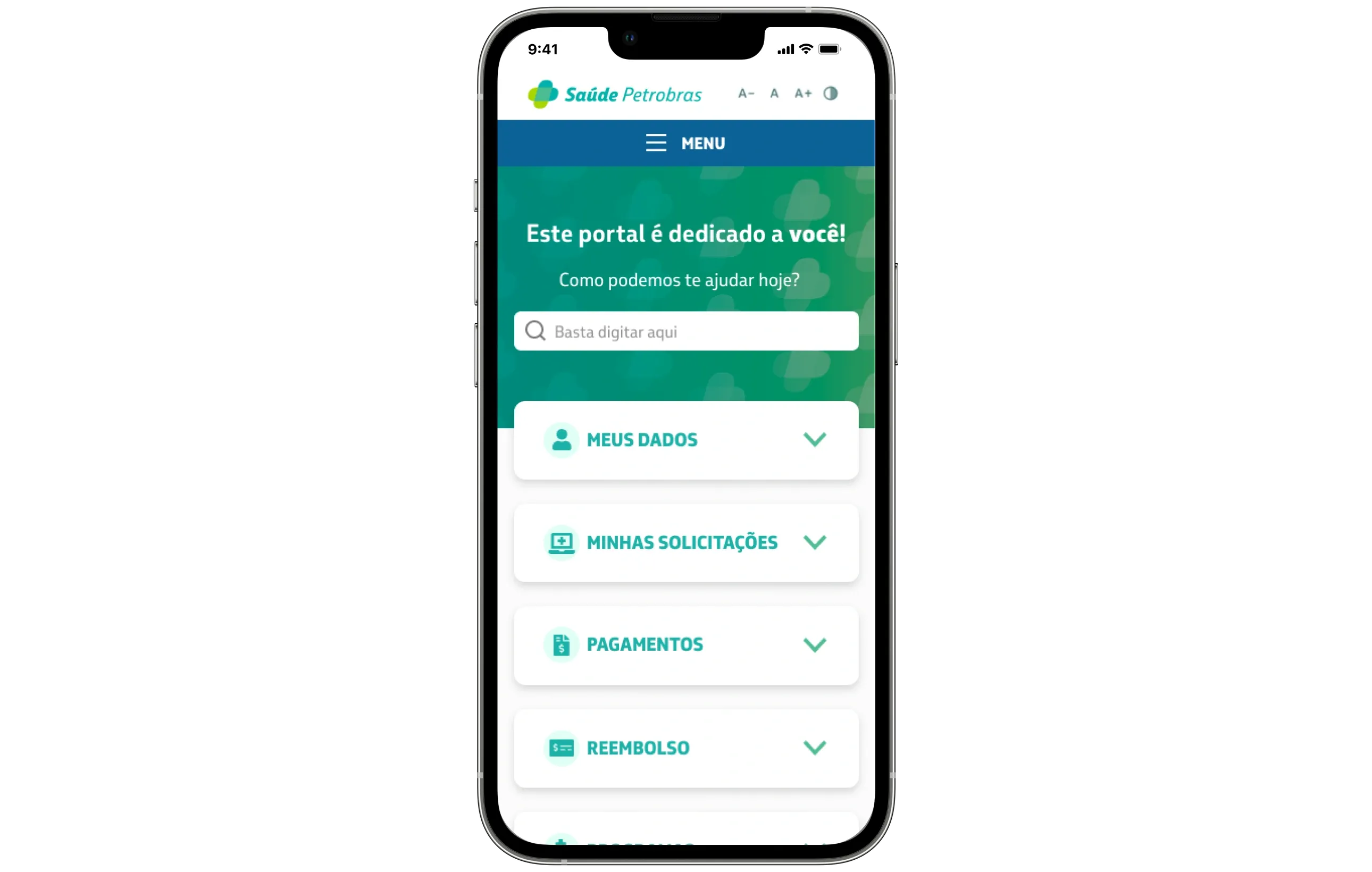 Saúde Petrobras Portal: Mobile — portal home