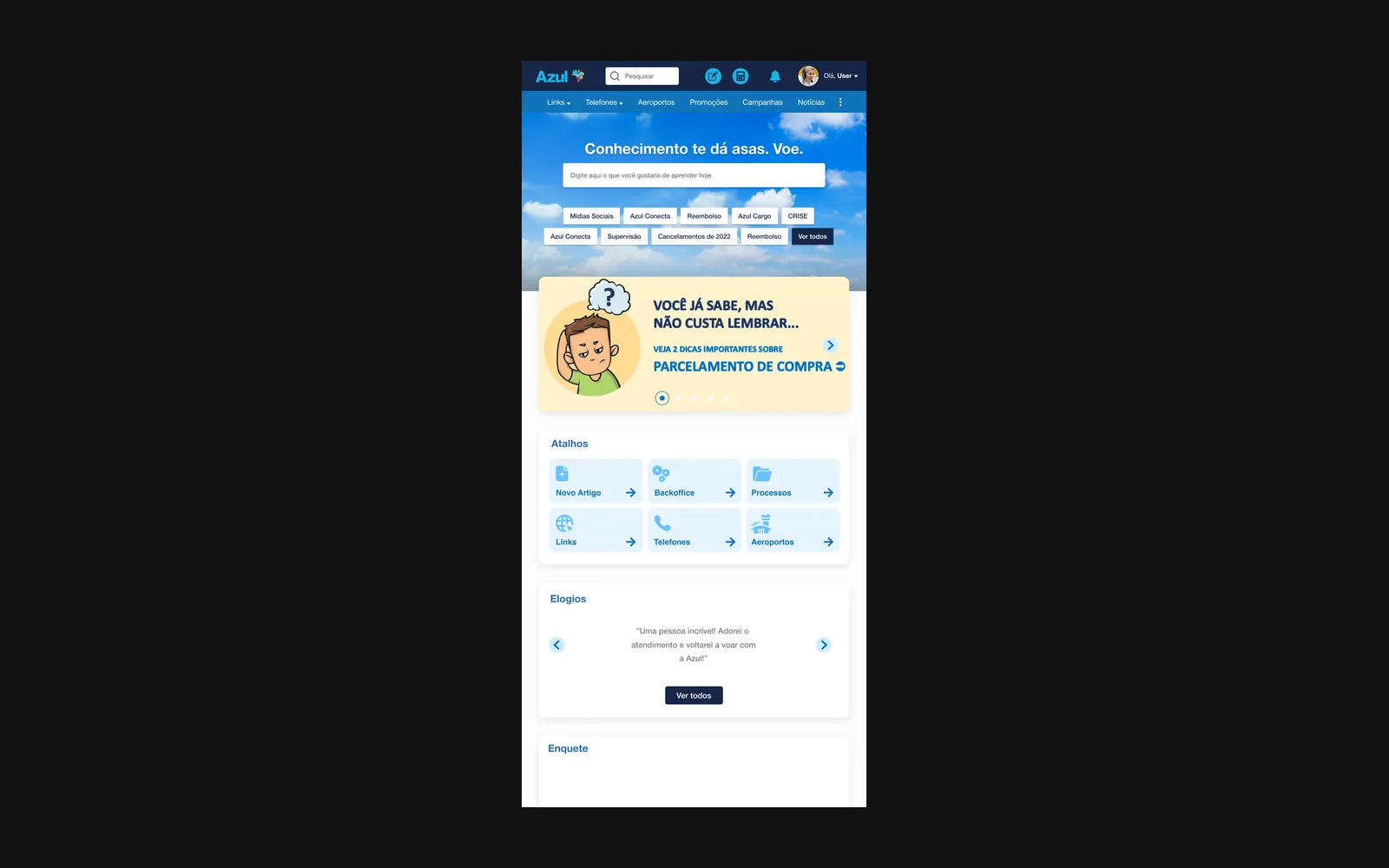 Azul Knowledge Portal — Mobile home