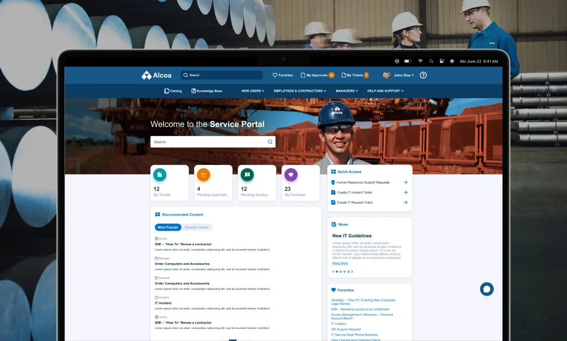 Alcoa Employee Center — UX/UI case study cover